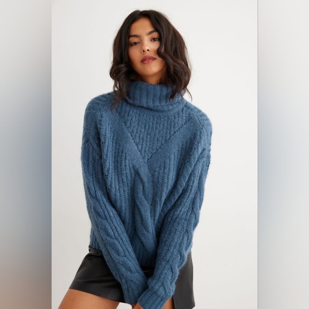 Dynamite Deep Blue Turtleneck Sweater
